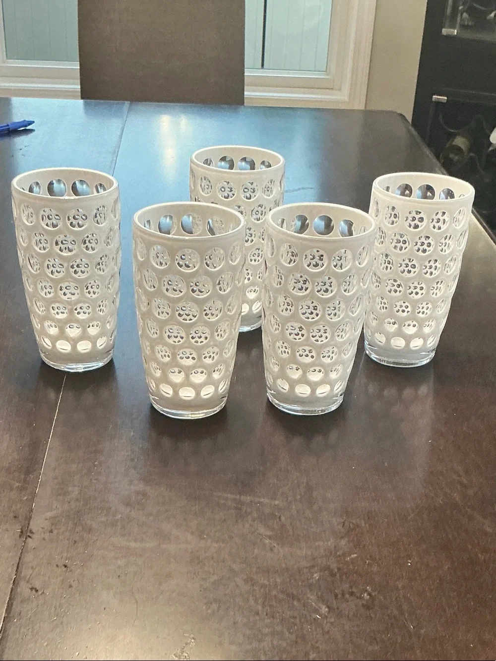 Five-Piece White Dot-Pattern Lente Acrylic High Ball Set
